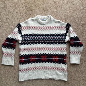 Zara Sweater Womens Small Crewneck Pullover Long Sleeve Soft Fair Isle